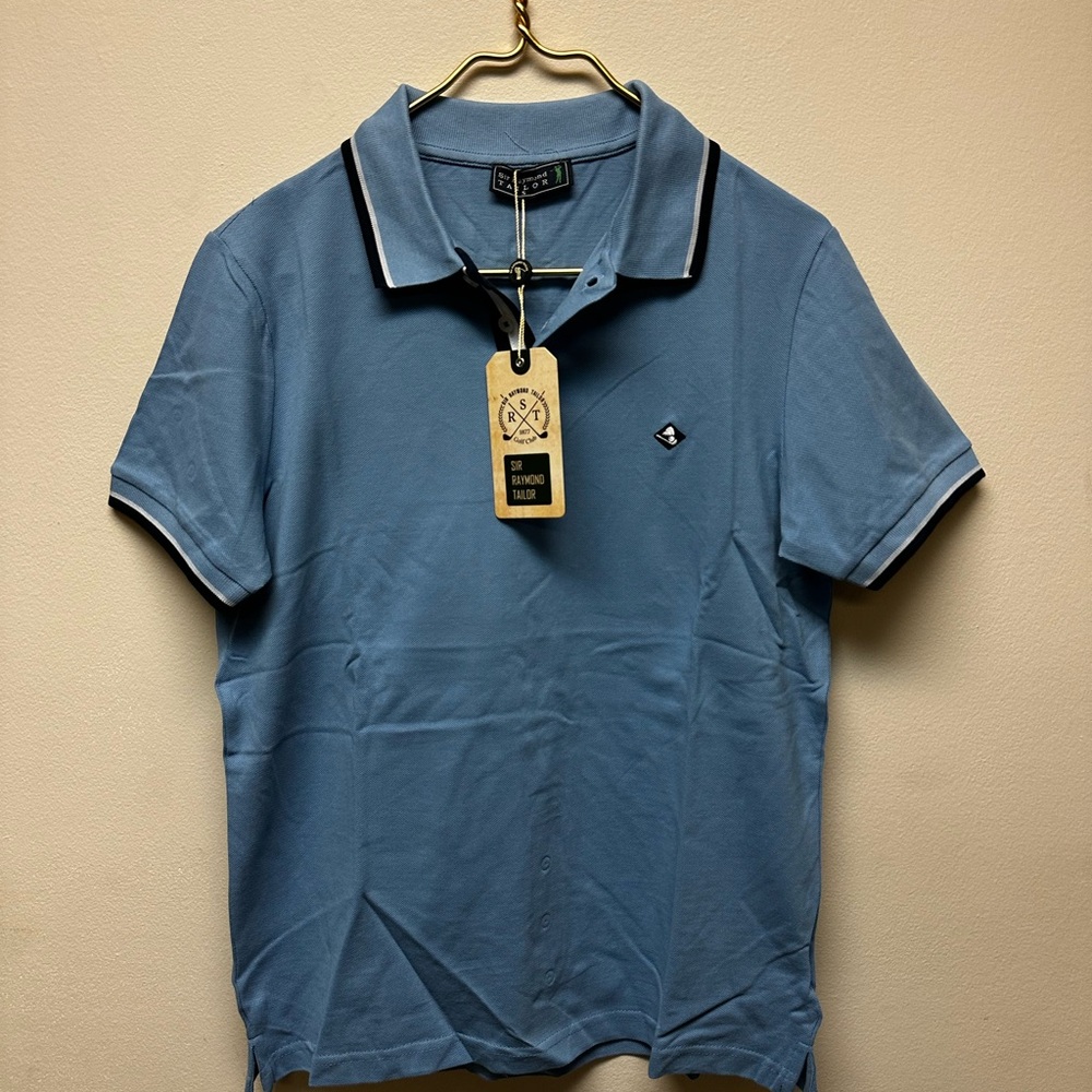 Classic Blue Polo Shirt with Logo Detail